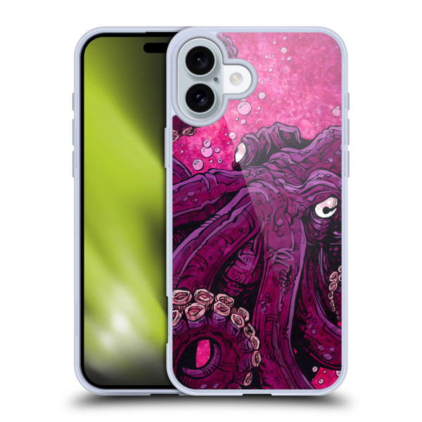 David Lozeau Colourful Grunge Octopus Squid Soft Gel Case for Apple iPhone 16 Plus