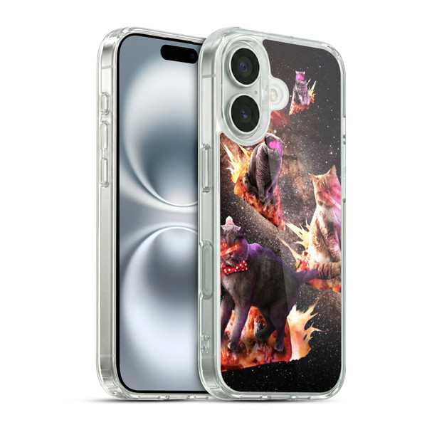Random Galaxy Space Cat Fire Pizza Soft Gel Case for Apple iPhone 16 & MagSafe