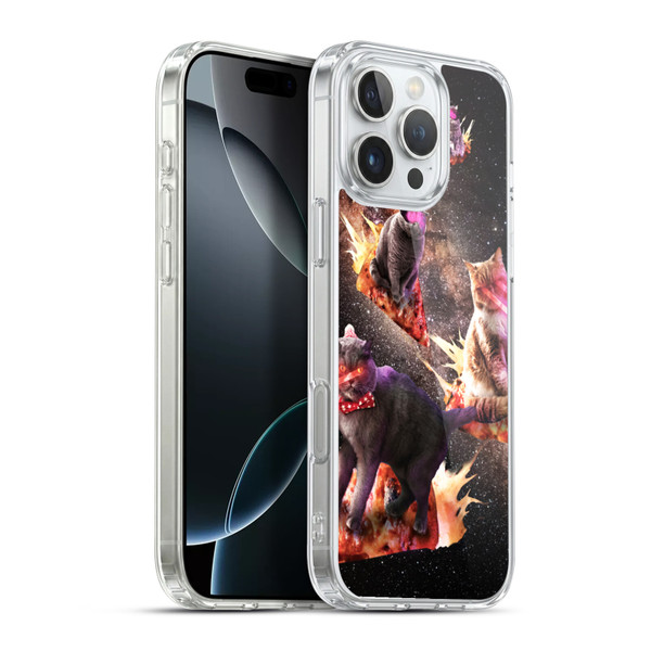 Random Galaxy Space Cat Fire Pizza Soft Gel Case for Apple iPhone 16 Pro Max & MagSafe