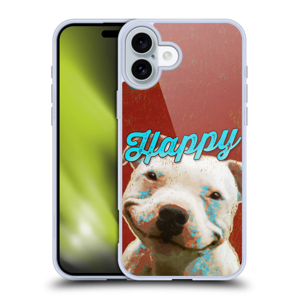 Duirwaigh Animals Pitbull Dog Soft Gel Case for Apple iPhone 16 Plus