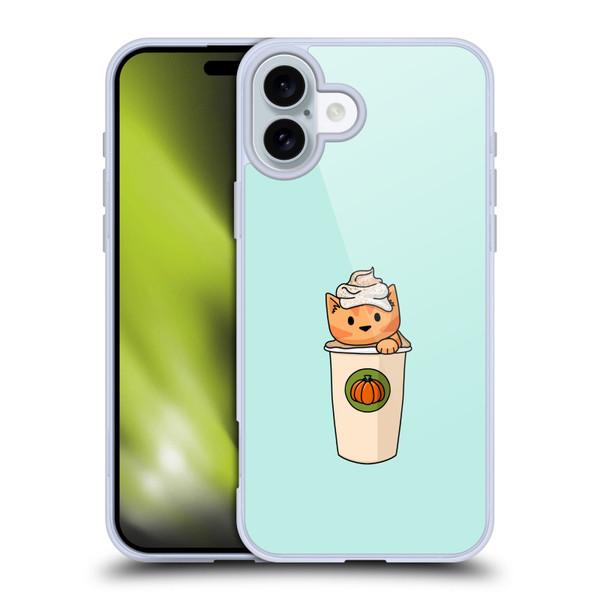 Beth Wilson Doodlecats Pumpkin Spice Latte Soft Gel Case for Apple iPhone 16 Plus