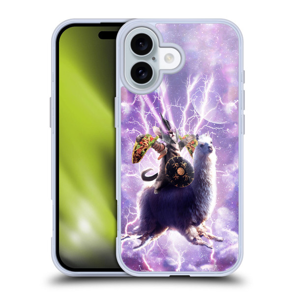 Random Galaxy Space Llama Lazer Cat & Tacos Soft Gel Case for Apple iPhone 16
