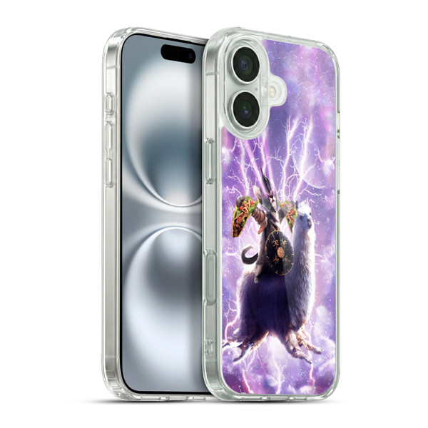 Random Galaxy Space Llama Lazer Cat & Tacos Soft Gel Case for Apple iPhone 16 Plus & MagSafe