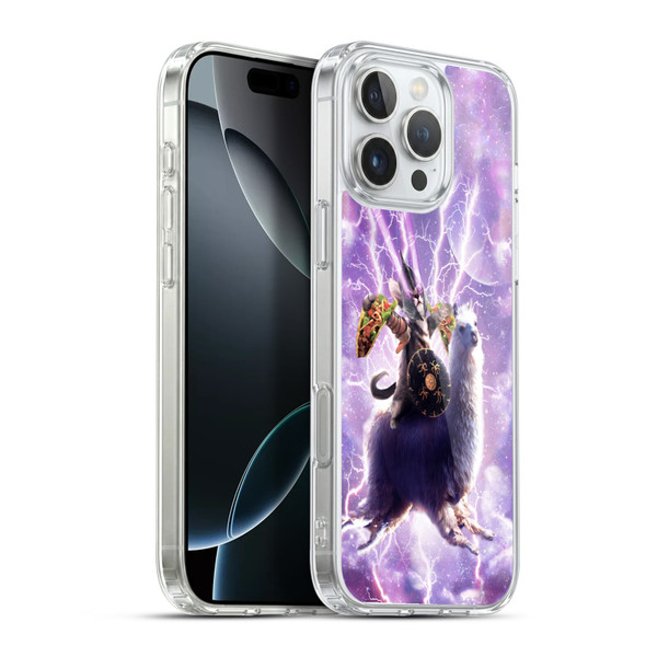 Random Galaxy Space Llama Lazer Cat & Tacos Soft Gel Case for Apple iPhone 16 Pro Max & MagSafe