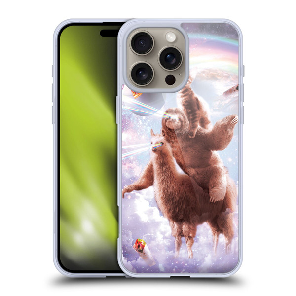 Random Galaxy Space Llama Sloth & Cat Lazer Eyes Soft Gel Case for Apple iPhone 16 Pro Max