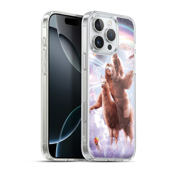 Random Galaxy Space Llama Sloth & Cat Lazer Eyes Soft Gel Case for Apple iPhone 16 Pro Max & MagSafe