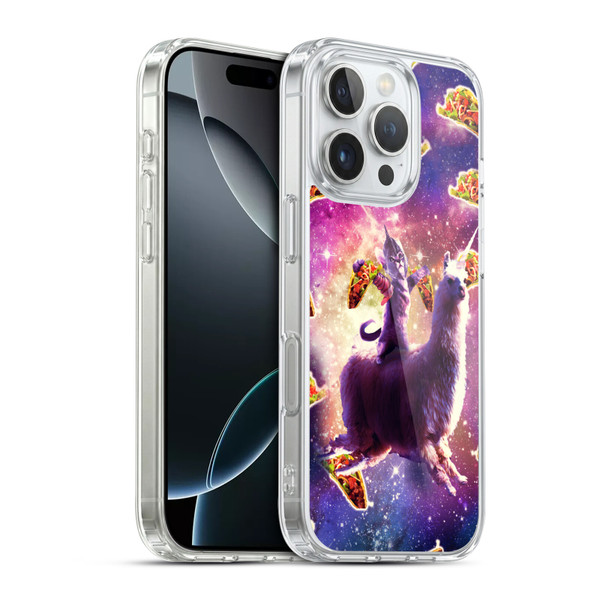 Random Galaxy Space Llama Warrior Cat & Tacos Soft Gel Case for Apple iPhone 16 Pro & MagSafe
