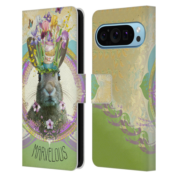 Duirwaigh Boho Animals Rabbit Leather Book Wallet Case Cover For Google Pixel 9 / Pixel 9 Pro