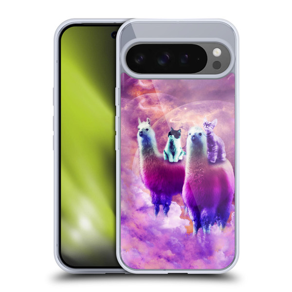 Random Galaxy Space Llama Kitty & Cat Soft Gel Case for Google Pixel 9 Pro XL