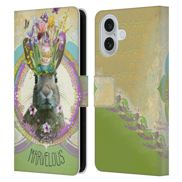 Duirwaigh Boho Animals Rabbit Leather Book Wallet Case Cover For Apple iPhone 16