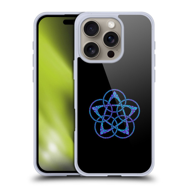 Beth Wilson Celtic Knot Stars Blue & Purple Circles Soft Gel Case for Apple iPhone 16 Pro