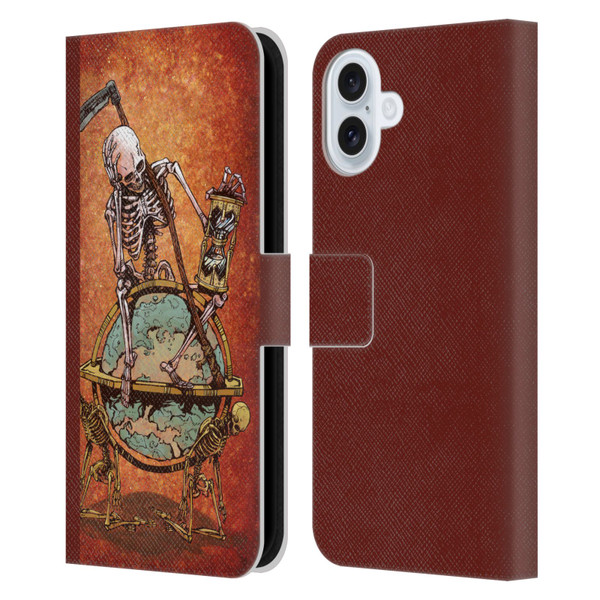 David Lozeau Colourful Art Memento Mori Leather Book Wallet Case Cover For Apple iPhone 16 Plus