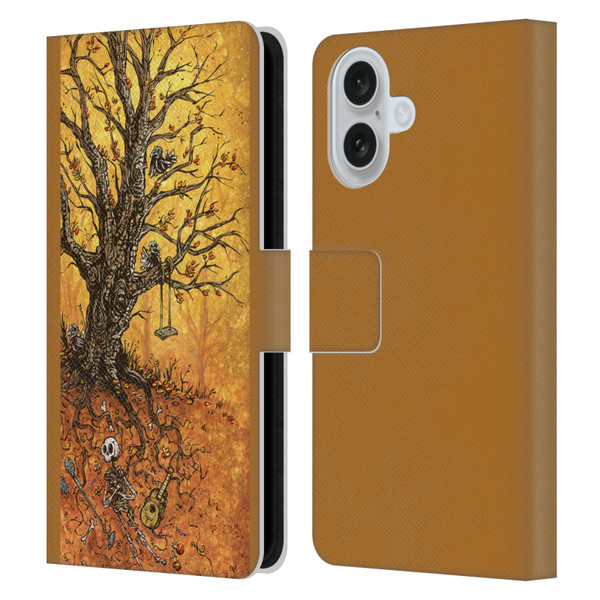 David Lozeau Colourful Art Tree Of Life Leather Book Wallet Case Cover For Apple iPhone 16