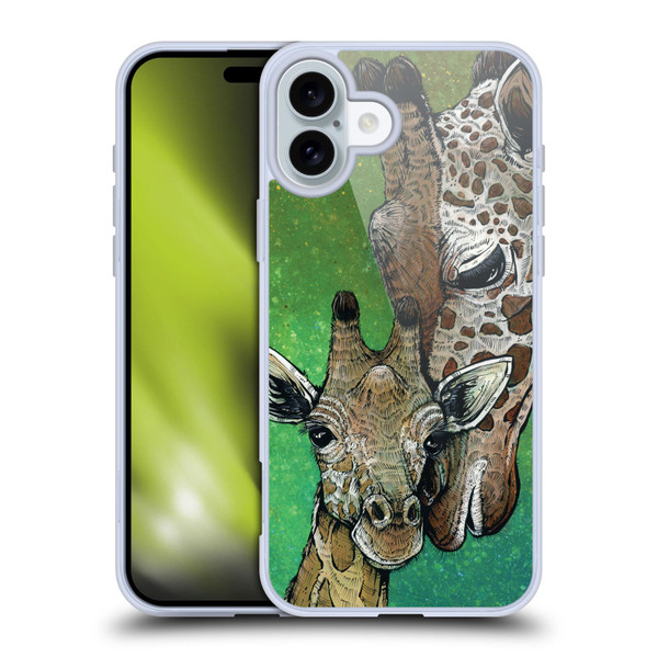 David Lozeau Colourful Art Giraffe Soft Gel Case for Apple iPhone 16 Plus