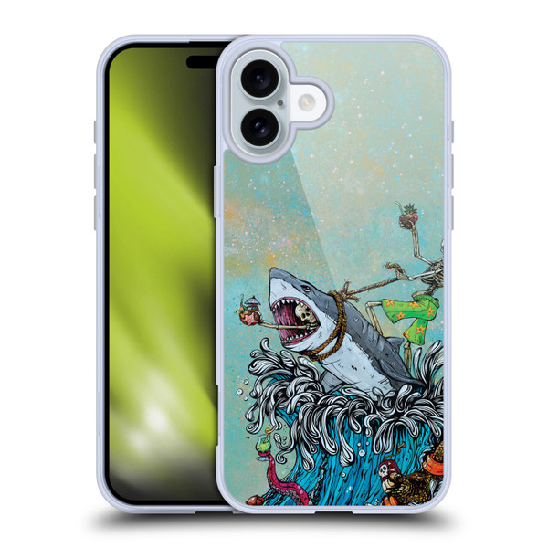 David Lozeau Colourful Art Surfing Soft Gel Case for Apple iPhone 16 Plus