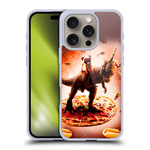 Random Galaxy Space Pizza Ride Pug & Dinosaur Unicorn Soft Gel Case for Apple iPhone 16 Pro
