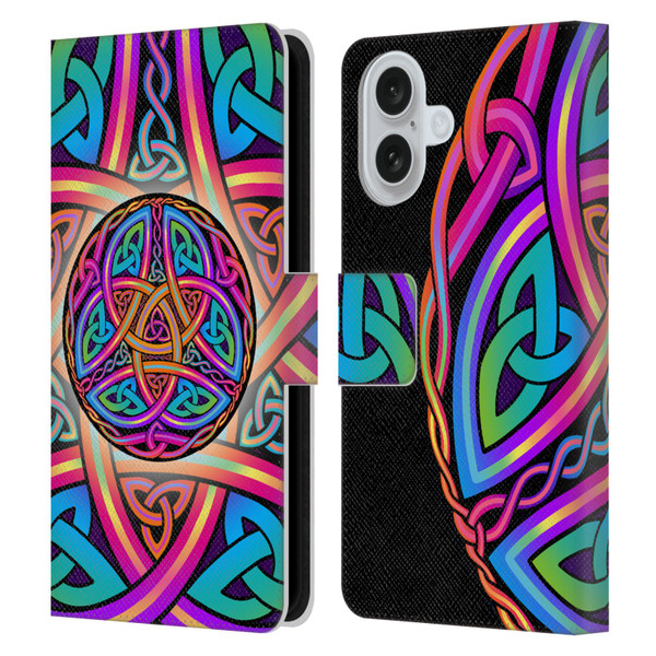 Beth Wilson Rainbow Celtic Knots Divine Leather Book Wallet Case Cover For Apple iPhone 16