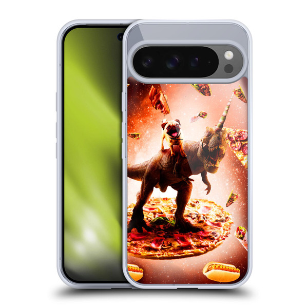 Random Galaxy Space Pizza Ride Pug & Dinosaur Unicorn Soft Gel Case for Google Pixel 9 Pro XL