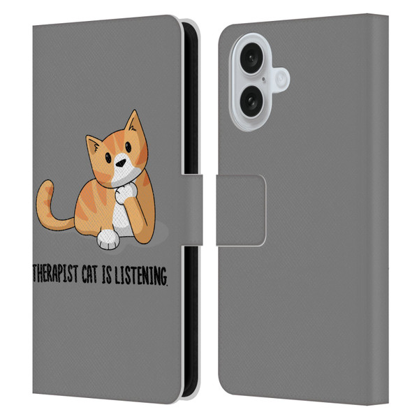 Beth Wilson Doodle Cats 2 Therapist Leather Book Wallet Case Cover For Apple iPhone 16