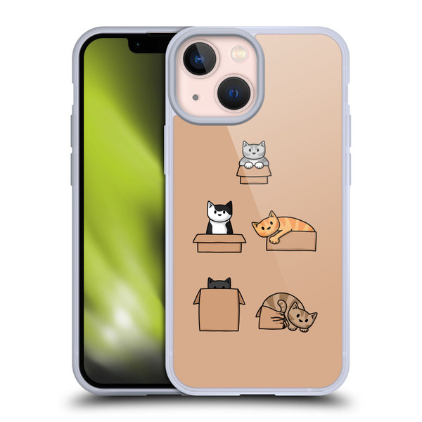 Beth Wilson Doodle Cats 2 Boxes Soft Gel Case for Apple iPhone 13 Mini