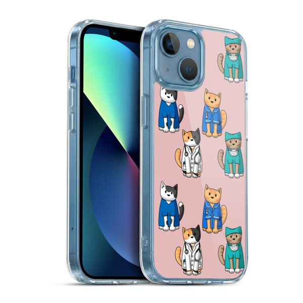 Beth Wilson Doodle Cats 2 Professionals Soft Gel Case for Apple iPhone 13 Mini & MagSafe