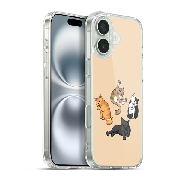 Beth Wilson Doodle Cats 2 Washing Time Soft Gel Case for Apple iPhone 16 Plus & MagSafe