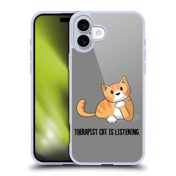 Beth Wilson Doodle Cats 2 Therapist Soft Gel Case for Apple iPhone 16 Plus