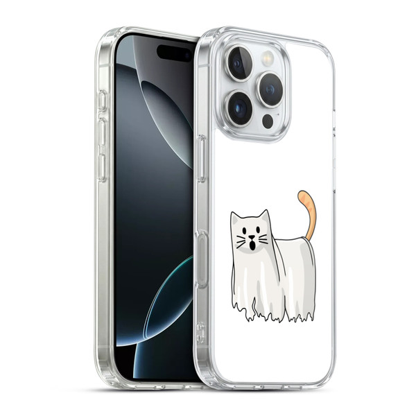 Beth Wilson Doodle Cats 2 Halloween Ghost Soft Gel Case for Apple iPhone 16 Pro & MagSafe