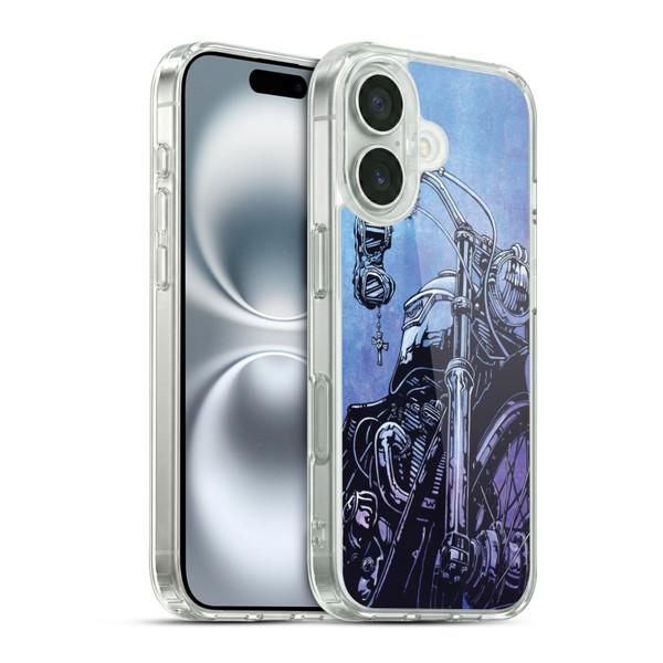 David Lozeau Skeleton Grunge Motorcycle Soft Gel Case for Apple iPhone 16 & MagSafe