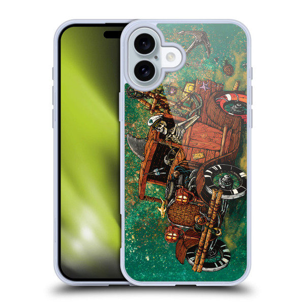 David Lozeau Skeleton Grunge Tiki Towing Soft Gel Case for Apple iPhone 16 Plus