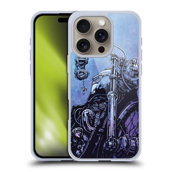 David Lozeau Skeleton Grunge Motorcycle Soft Gel Case for Apple iPhone 16 Pro