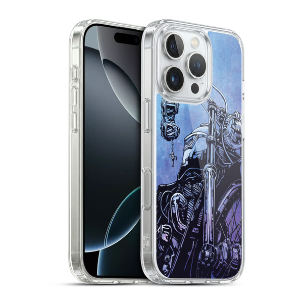 David Lozeau Skeleton Grunge Motorcycle Soft Gel Case for Apple iPhone 16 Pro & MagSafe