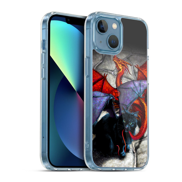 Stanley Morrison Art Bat Winged Black Cat & Dragon Soft Gel Case for Apple iPhone 13 Mini & MagSafe