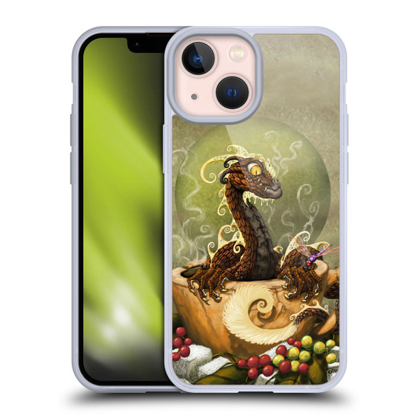 Stanley Morrison Art Brown Coffee Dragon Dragonfly Soft Gel Case for Apple iPhone 13 Mini