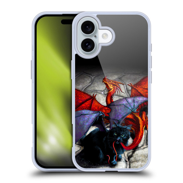 Stanley Morrison Art Bat Winged Black Cat & Dragon Soft Gel Case for Apple iPhone 16