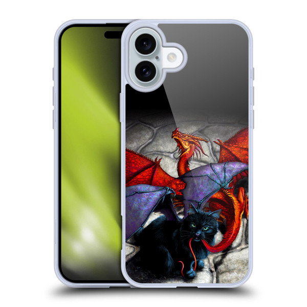 Stanley Morrison Art Bat Winged Black Cat & Dragon Soft Gel Case for Apple iPhone 16 Plus