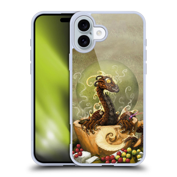 Stanley Morrison Art Brown Coffee Dragon Dragonfly Soft Gel Case for Apple iPhone 16 Plus