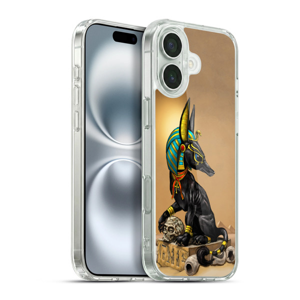 Stanley Morrison Art Egyptian Black Jackal Anubis Soft Gel Case for Apple iPhone 16 Plus & MagSafe