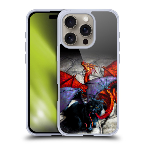Stanley Morrison Art Bat Winged Black Cat & Dragon Soft Gel Case for Apple iPhone 16 Pro