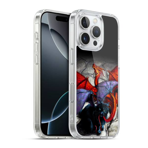 Stanley Morrison Art Bat Winged Black Cat & Dragon Soft Gel Case for Apple iPhone 16 Pro & MagSafe