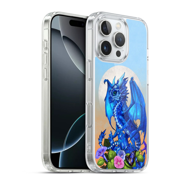 Stanley Morrison Art Blue Sapphire Dragon & Flowers Soft Gel Case for Apple iPhone 16 Pro & MagSafe