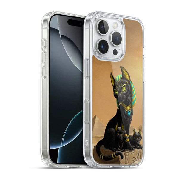 Stanley Morrison Art Egyptian Bastet Cat & Kittens Soft Gel Case for Apple iPhone 16 Pro & MagSafe