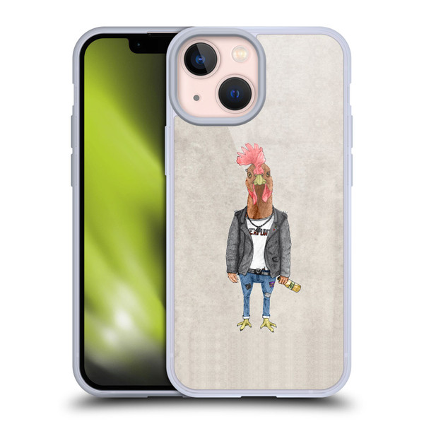 Barruf Animals Punk Rooster Soft Gel Case for Apple iPhone 13 Mini
