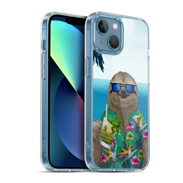 Barruf Animals Sloth In Summer Soft Gel Case for Apple iPhone 13 Mini & MagSafe