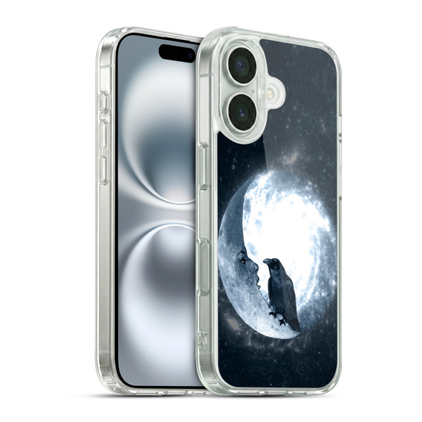 Barruf Animals Crow and Its Moon Soft Gel Case for Apple iPhone 16 & MagSafe