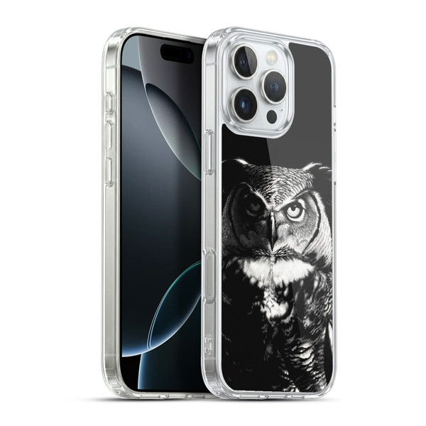 Stanley Morrison Black And White Great Horned Owl Soft Gel Case for Apple iPhone 16 Pro Max & MagSafe