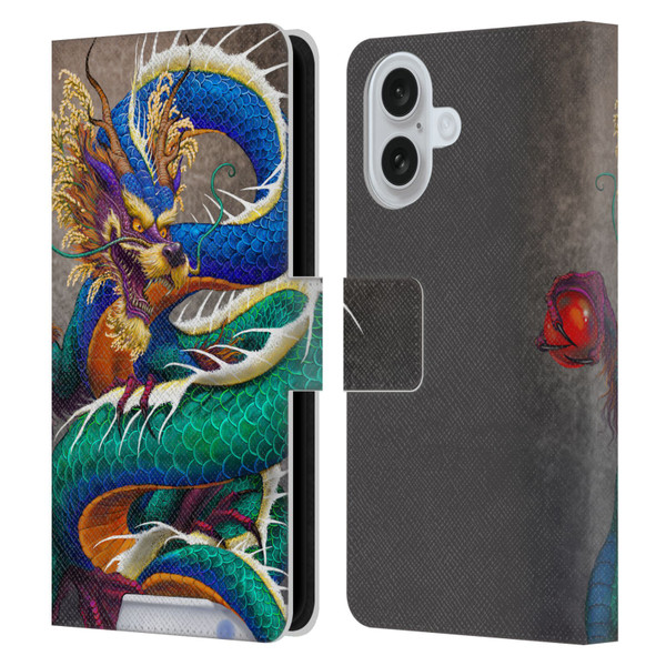 Stanley Morrison Dragons Asian Sake Drink Leather Book Wallet Case Cover For Apple iPhone 16