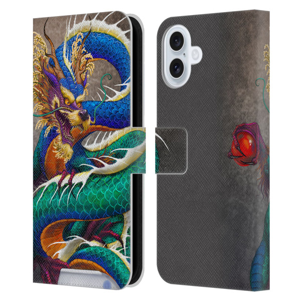 Stanley Morrison Dragons Asian Sake Drink Leather Book Wallet Case Cover For Apple iPhone 16 Plus
