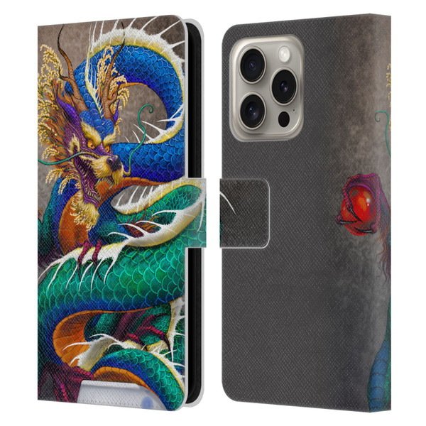 Stanley Morrison Dragons Asian Sake Drink Leather Book Wallet Case Cover For Apple iPhone 16 Pro