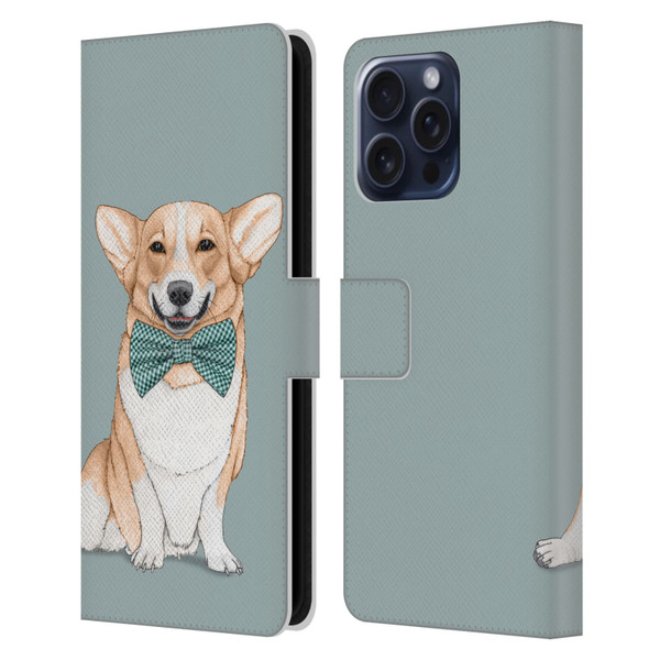 Barruf Dogs Corgi Leather Book Wallet Case Cover For Apple iPhone 16 Pro Max